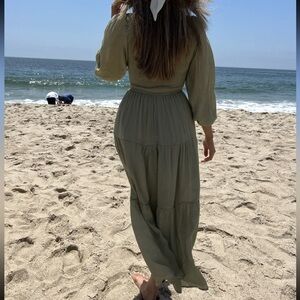 Elegant Olive Green Maxi Dress